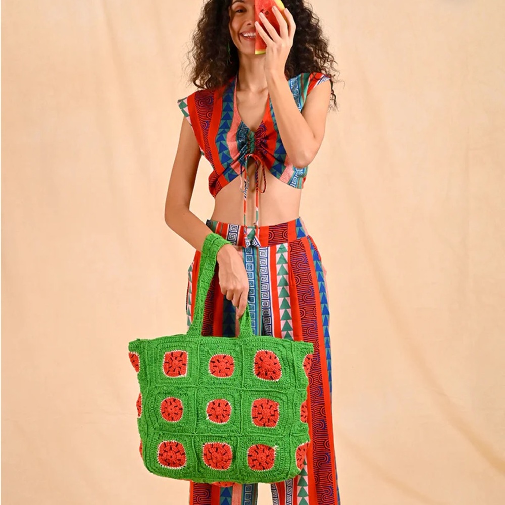 America & Beyond Watermelon Crochet Beach Tote